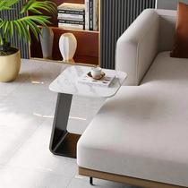 modern light luxury small apartment stone plate sofa side table c- type coffee table square movable bedside corner table creative round table