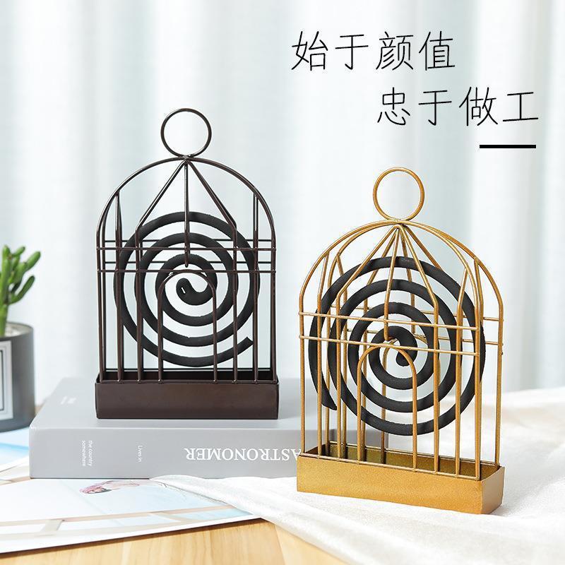 bird cage mosquito-repellent incense shelf decor creative hanging incense coil burner household iron gold metal mosquito smudge box mosquito coil holder