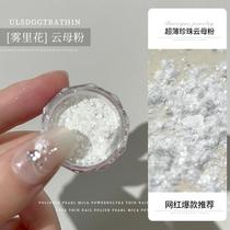 cross-border nail shimmering powder mica film pearl opal moonlight brocade powder pure white highlight mica powder nail ornament