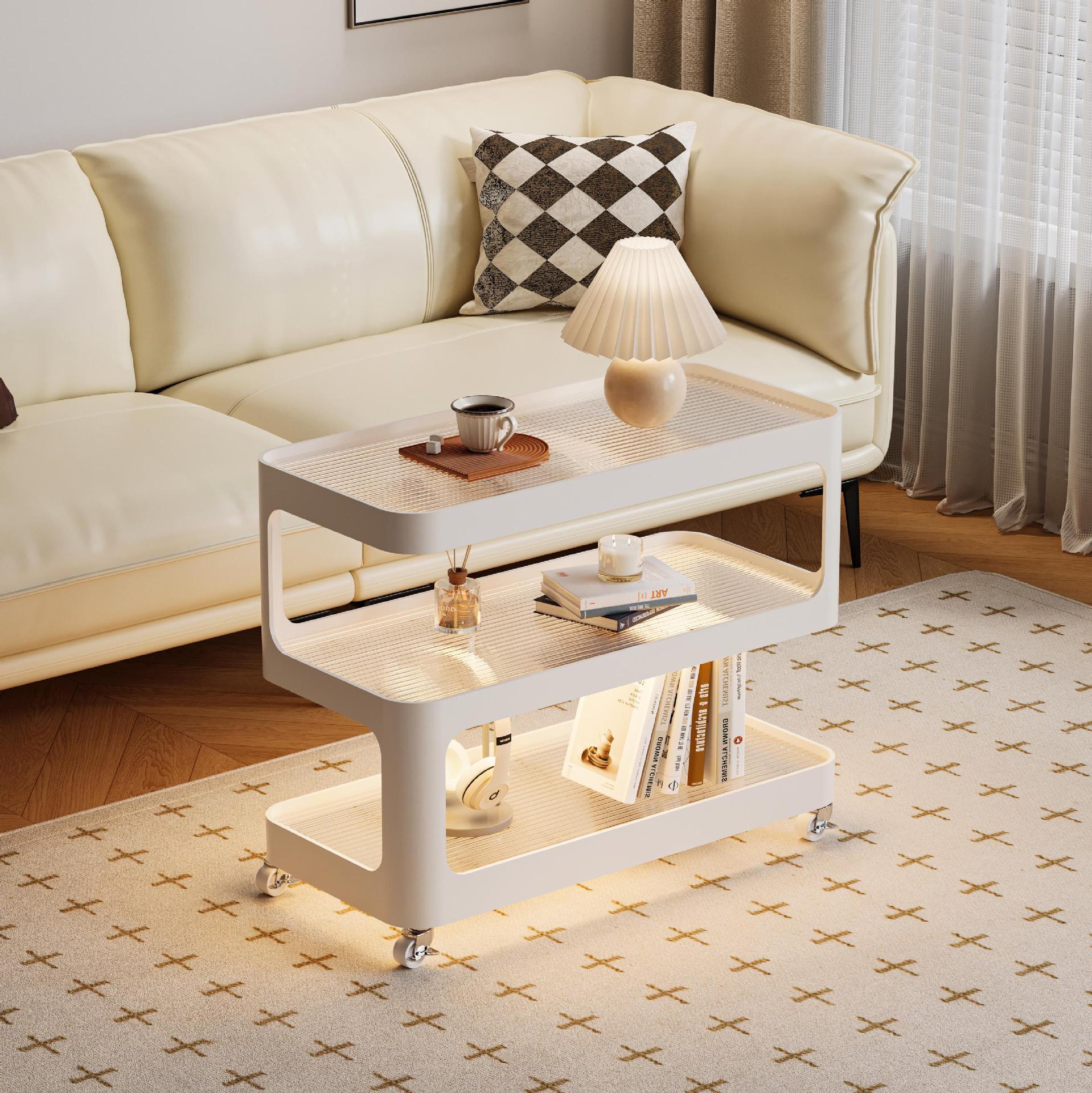 cross-border sofa side table movable side cabinet coffee table creative and slightly luxury multi-function wheeled storage rack bedside table