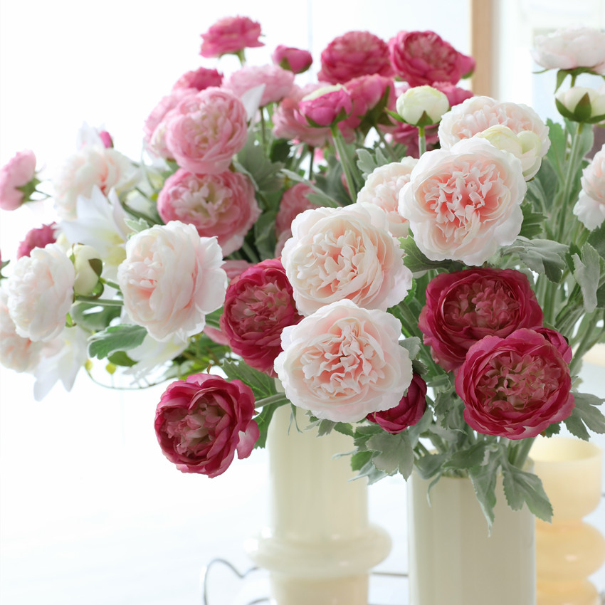 Artificial flower flocking 3-head thousand-posture lotus for home living room decoration and wedding arrangement, silk flower, silk flower artificial lotus pic 3