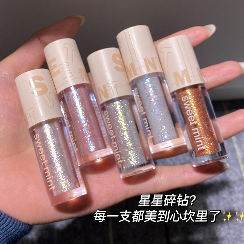 sweet mint liquid eye shadow shimmering powder sequins crouching silkworm pearlescent polarized brightening monochrome highlight eyeshadow a drop of tears