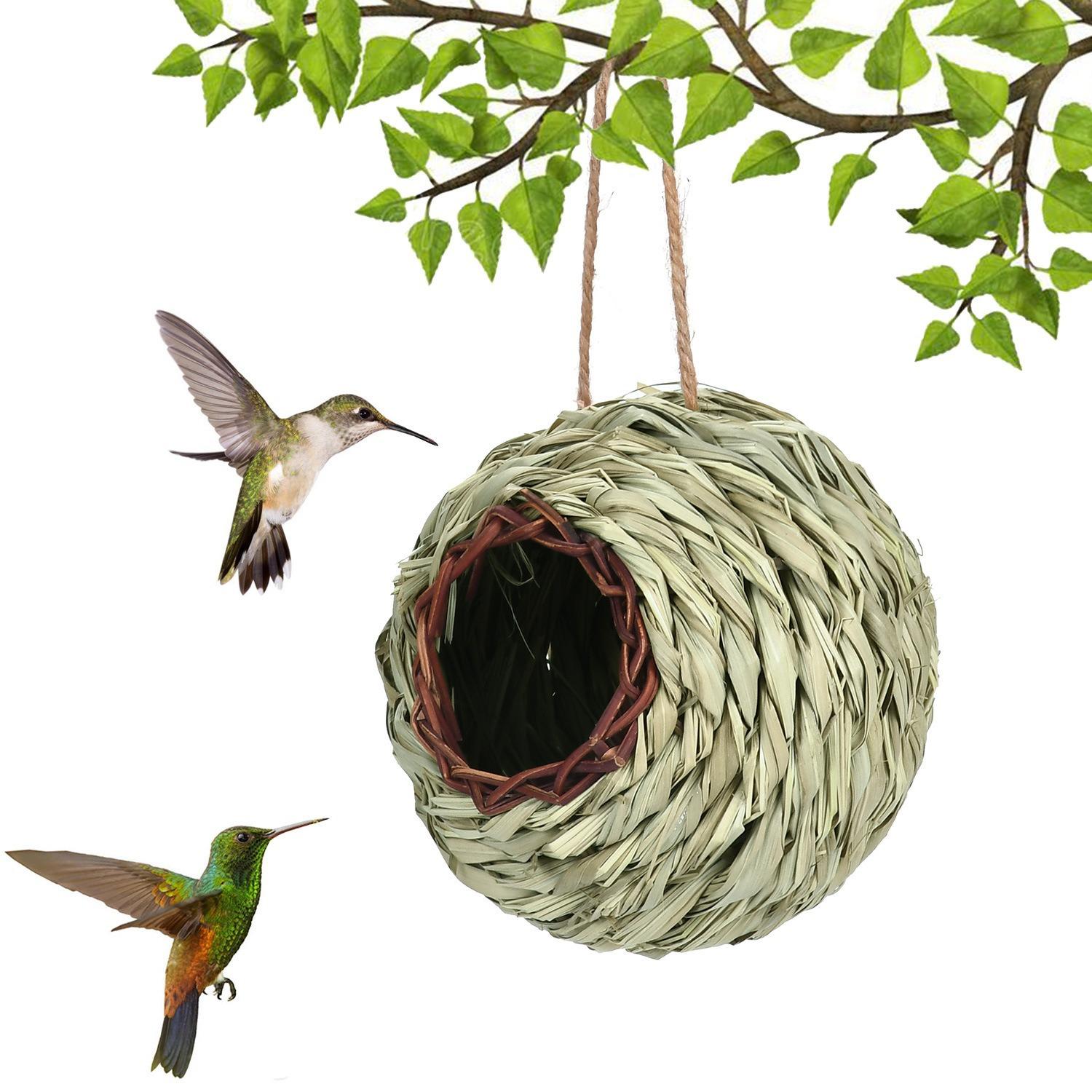 bird cage cross-border hot hand-woven bird nest creative hanging outdoor decoration simulation straw and rattan woven grass nest bird nest