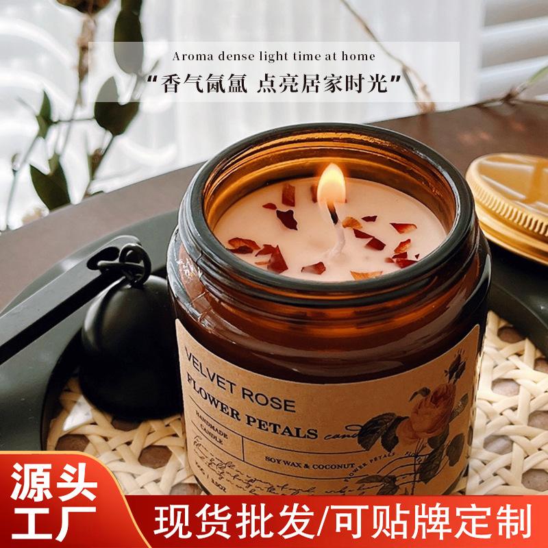 dry flower fragrance candle smoke-free bedroom essential oil incense improve sleeping candle fragrance soy wax gift with hand gift box