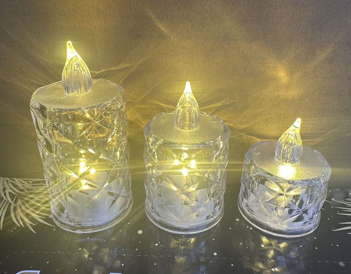 Led仿真电子透明小蜡烛灯，菱形折线灯光效果，温馨浪漫，节日装饰，小夜灯