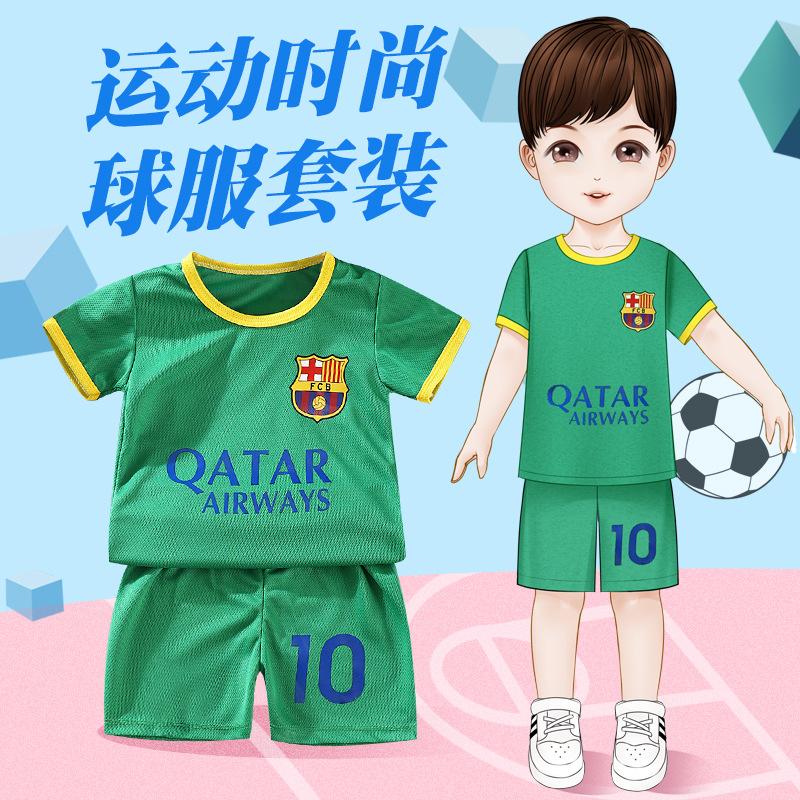 children's short-sleeved t-shirt suit for boys and girls-years old summer lightweight breathable sports football clothes summer clothes
