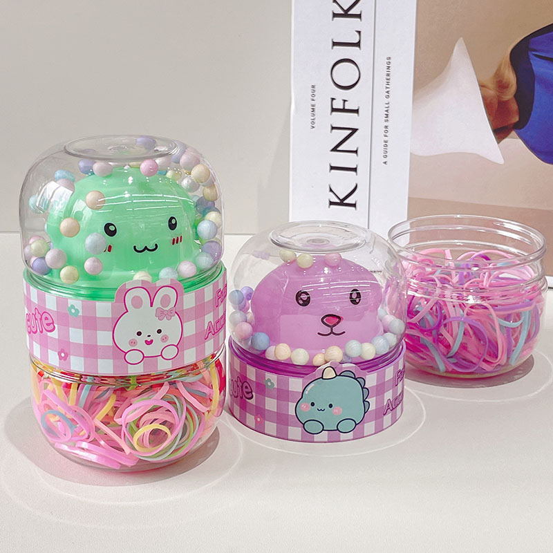 Baby disposable rubber band, cute design, rubber band box, small hair band, hair tie, head accessory, new children's rubber band, colorful hair band, no harm to girls' hair details Picture