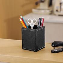 Pen Holder Leather Pen Holder Organizer Office Supplies Storage Desktop Square Storage Box Creative Square Leather Pen Holder
