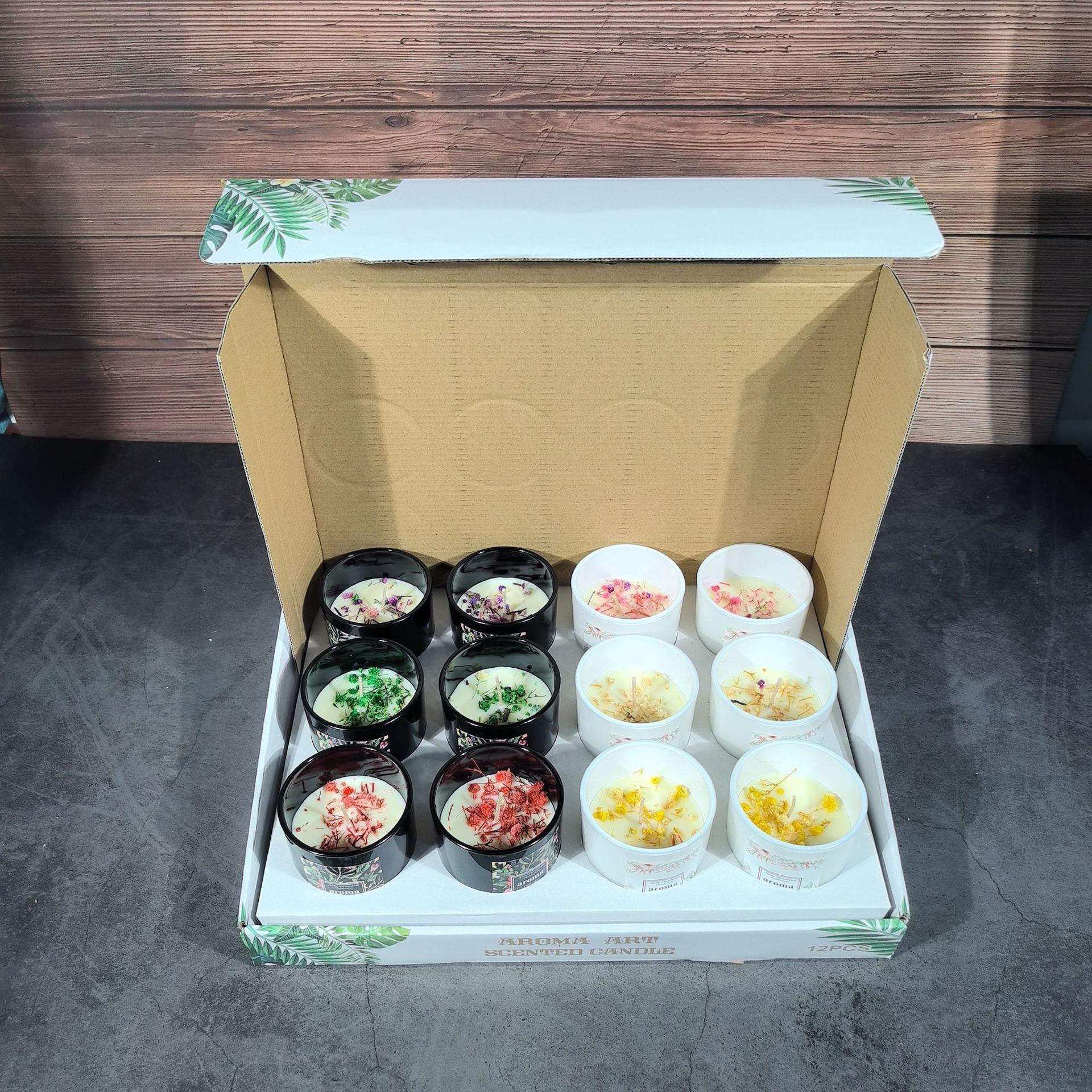 exclusive for cross-border glass dry flower fragrance candle suit wholesale fragrance candle display box export foreign trade