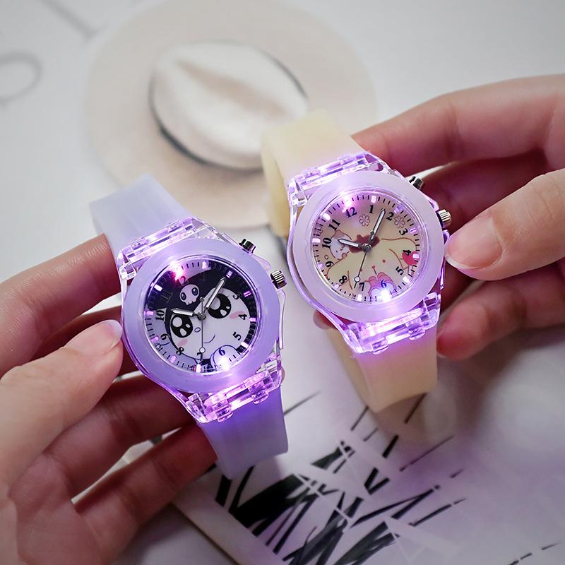 popular student children watch cartoon sanrio silicone led watch kids luminous glow watch wholesale details Picture