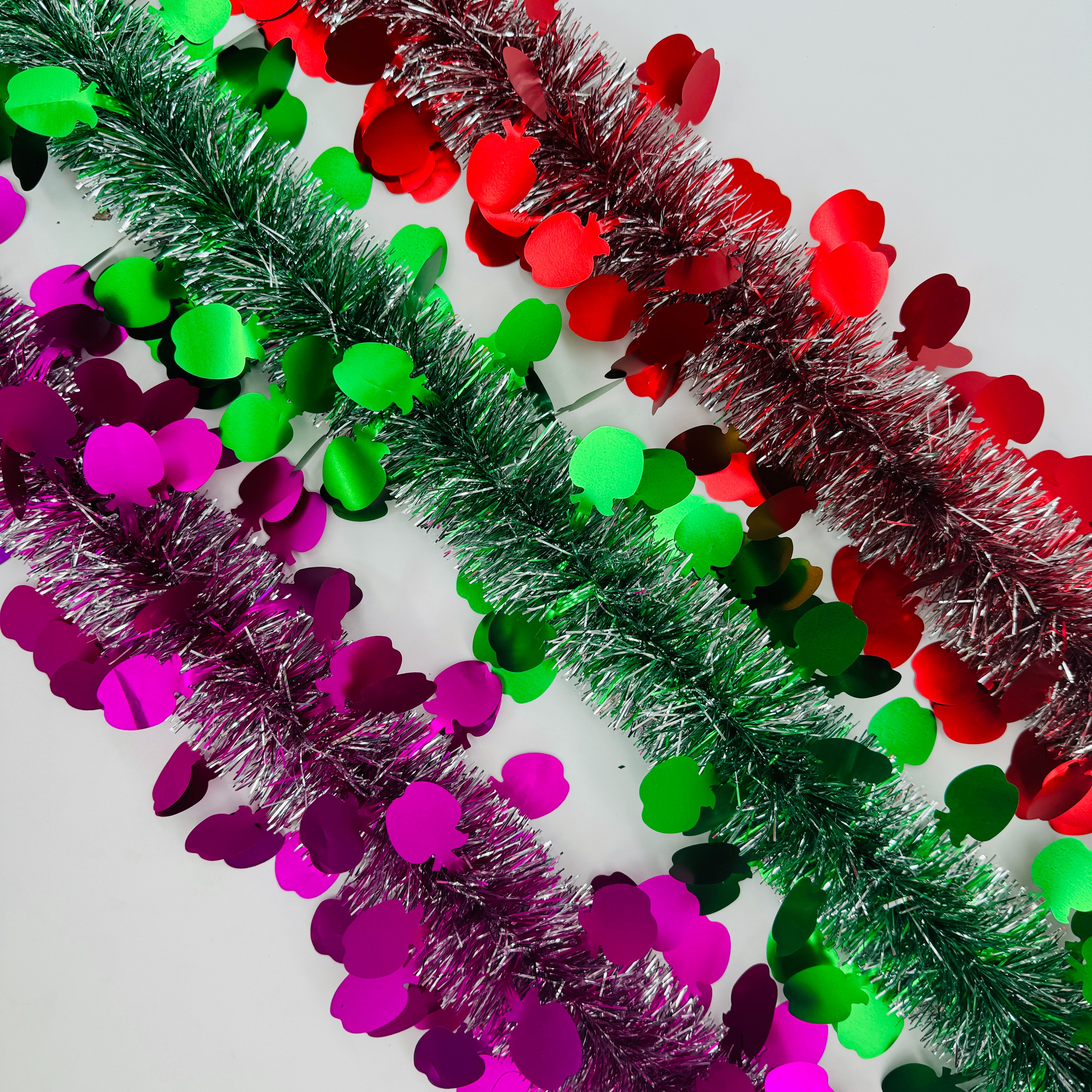 Three colors: Christmas striped garlands, holiday decorations, pendants, door decorations, and encrypted designs