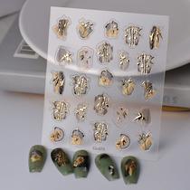 chinese style bronzing bamboo nail stickers new relief national fashion ink golden ink bamboo nail decorative sticker