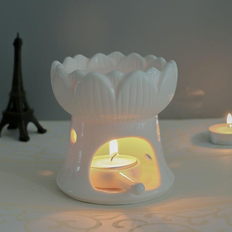 cross-border ceramic lotus model candle incense burner essential oil stove wholesale fragrance lamp essential oil lamp bedroom ceramic fragrance lamp