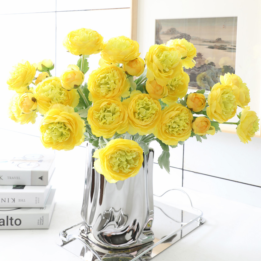 Artificial flower flocking 3-head thousand-posture lotus for home living room decoration and wedding arrangement, silk flower, silk flower artificial lotus pic 1