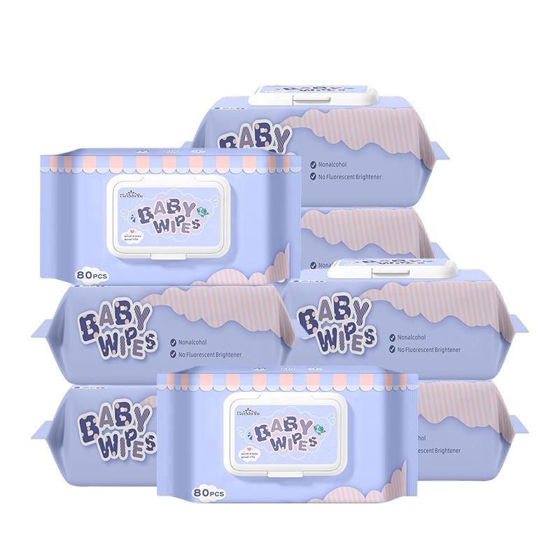 cross-border baby hand and mouth wipes 80 pumping english baby wipes baby children newborn wet tissue wholesale Item Picture