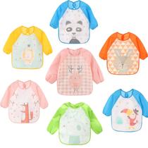 baby gown baby cartoon eating clothes infant bib children waterproof painting clothes double layer bib