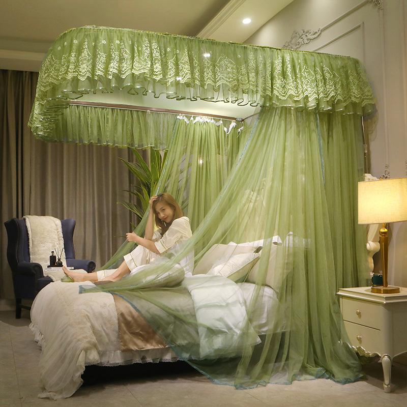adjustable rail mosquito net court u-shaped princess-style three-door 1.5/1.8m double bed household floor mosquito net