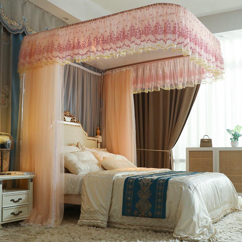 u-shaped rail mosquito net three-door floor princess style bed curtain court household rail mosquito net 1.5 m1.8 m bed