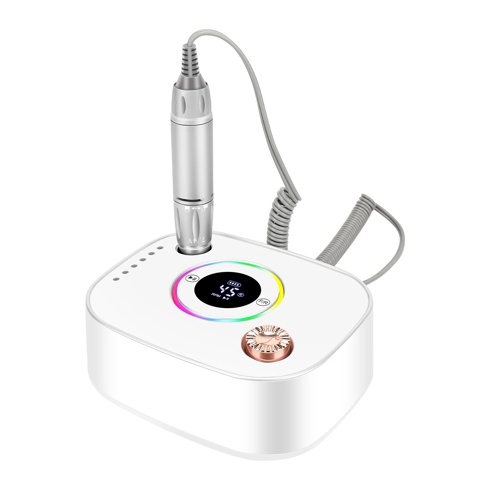 2024 New cross-border exclusive 45,000 RPM battery-powered nail polish machine with colorful light strips thumbnail