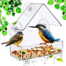 bird cage punch-free suction cup feeder acrylic plastic feeder transparent wall-mounted bird cage pet supplies