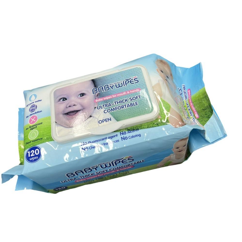 Baby Wipes Large Packaging 120 Drawers with Lid Baby Hand Mouth Cleaning Wipes Disposable Baby Wipes Wholesale full figure