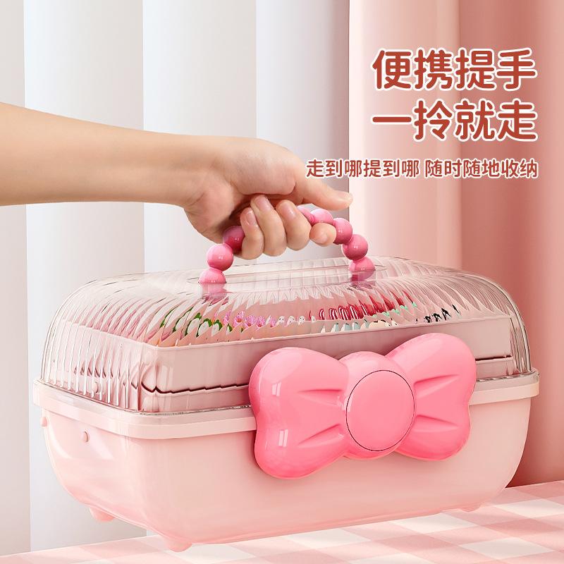 hair accessory organizer head rope necklace goka large capacity home transparency cover layered desktop children hair accessory organizer
