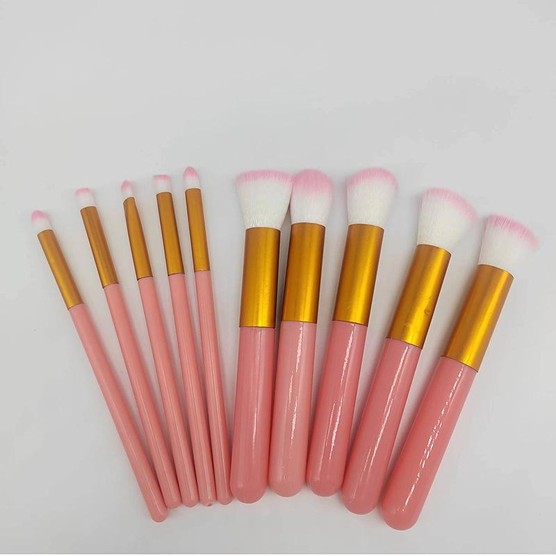 10 pcs 5 big 5 small makeup brushes suit beginner soft highlight brush eye shadow brush powder brush beauty tools full set Specification drawing