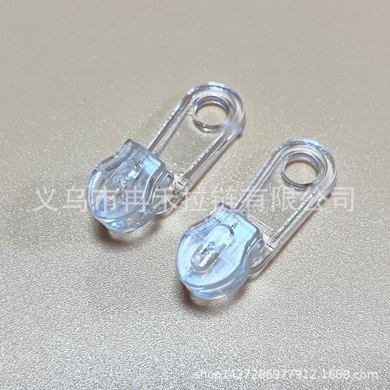 3# transparent plastic pull head factory direct wholesale transparent lock-free zipper accessories zipper head square pe details Picture