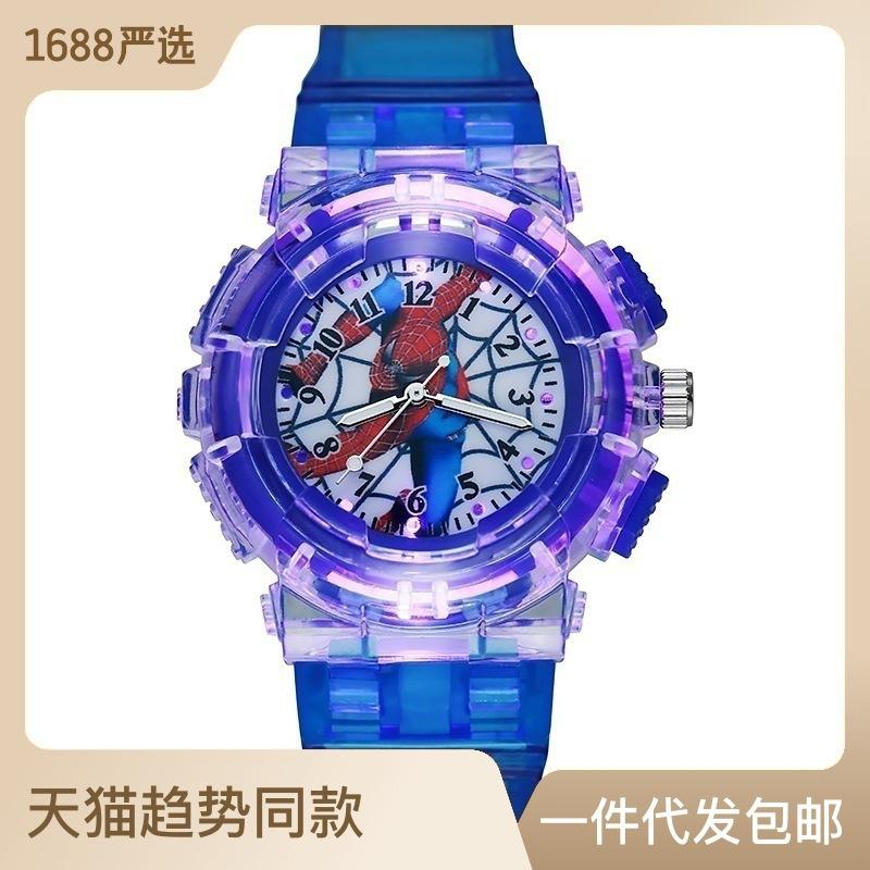cross-border spider-man watch luminous spider-man watch luminous glow plastic cartoon watch boy child quartz