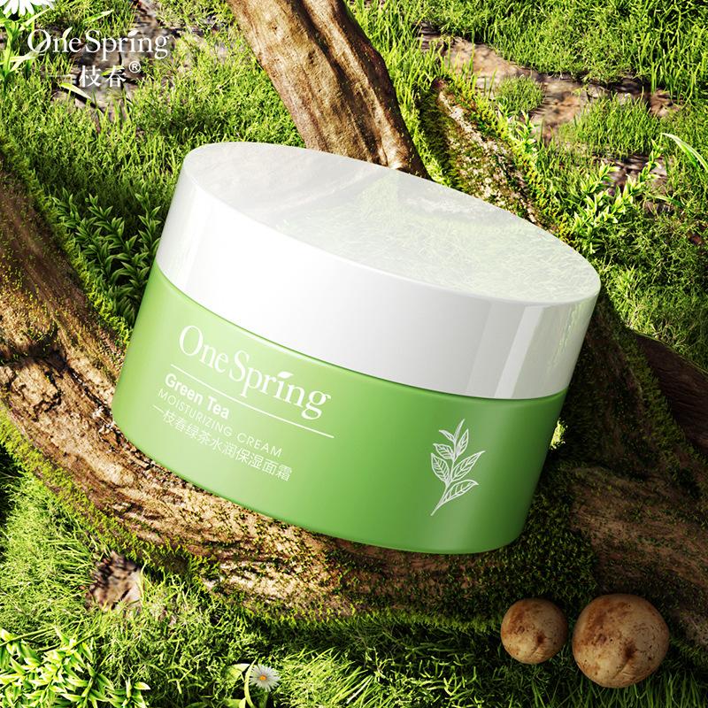 Onespring Green Tea Moisturizing & Refreshing Face Cream Beauty Skin Rejuvenating and Hydrating Moisturizing and Nourishing Facial Care Cream Wholesale full figure