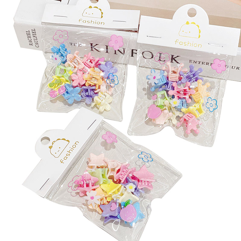 New candy-colored hanging bag accessory for children, small clip, children's hair clip, five-star plum blossom rabbit pattern, baby small scratch hair clip Item Picture