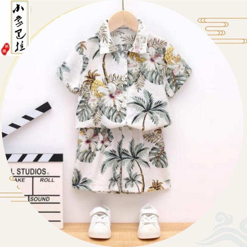 boys and girls summer beachwear new hawaiian style island clothes children's handsome chic shirt shorts suit fashion