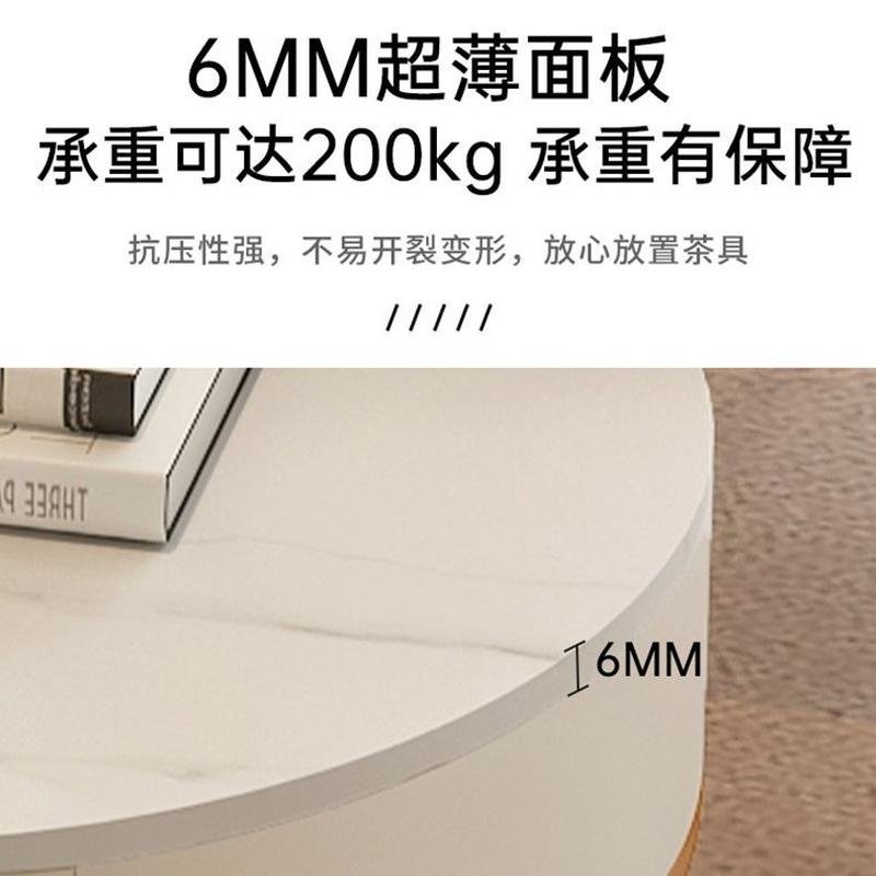 living room home light luxury and simplicity combination stone plate minimalist small table cream style small apartment italian glass round coffee table Application Scenario