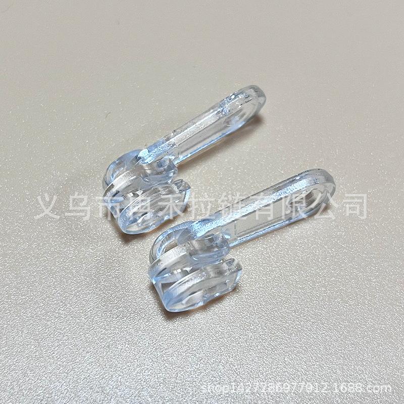 3# transparent plastic pull head factory direct wholesale transparent lock-free zipper accessories zipper head square pe Specification drawing