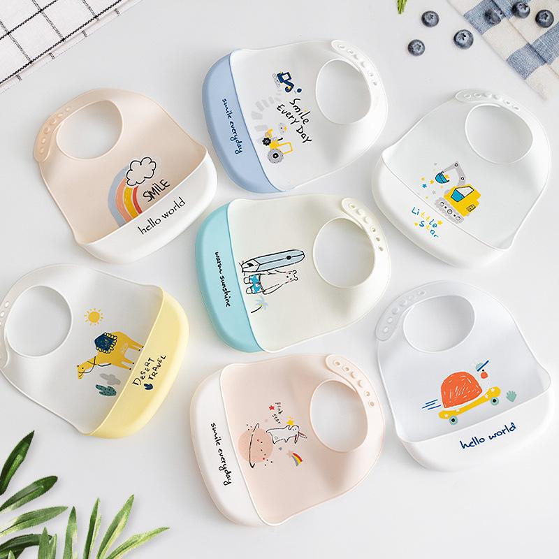 2023 new baby's silicone bib baby eating bib children waterproof dirty bib kindergarten feeding bib