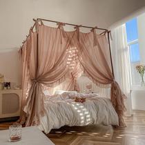 2023 new french mosquito net court floor bed curtain princess style bed curtain three-open shading dustproof old-fashioned canopy bed