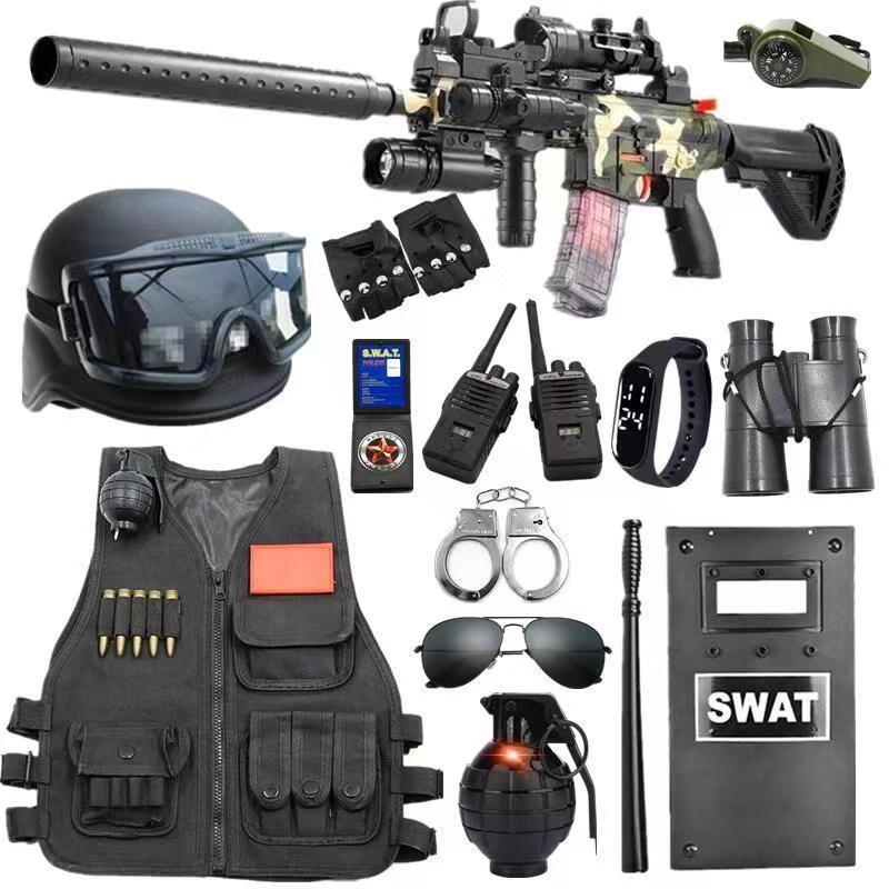 children's police toy gun suit special forces performance clothes toy gun black sheriff chicken eating full set equipment