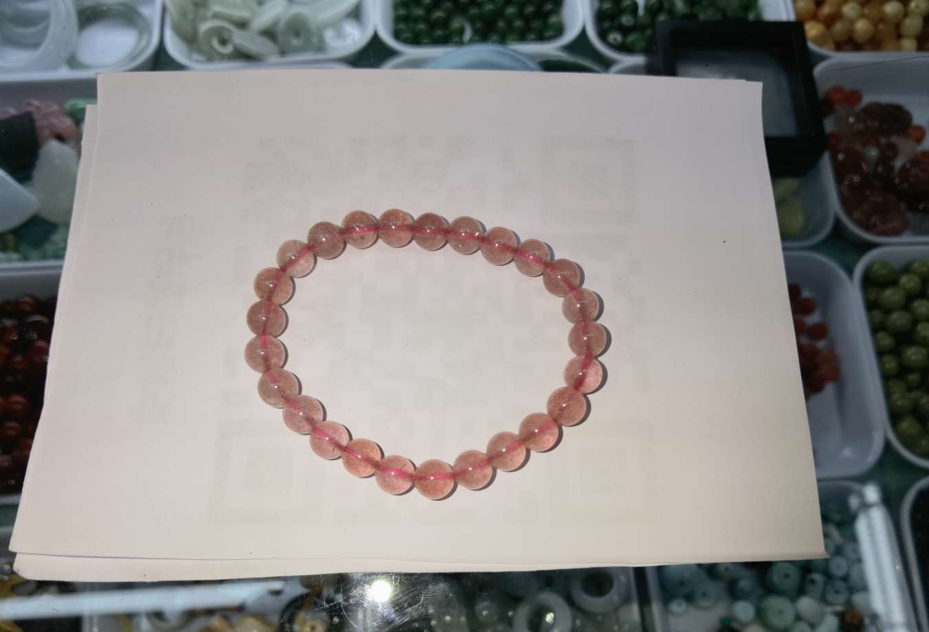 草莓水晶手串，女款精品文玩手串