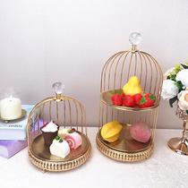 new bird cage cake stand wedding dessert display stand creative fruit plate multi-layer stainless steel cake plate dim sum rack