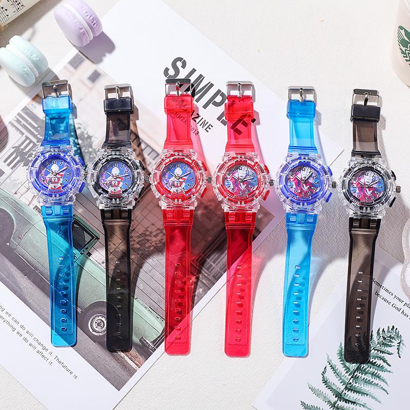 cartoon ultraman watch luminous glow children's men's watch wholesale foreign trade cross-border quartz student party electronic waterproof details Picture