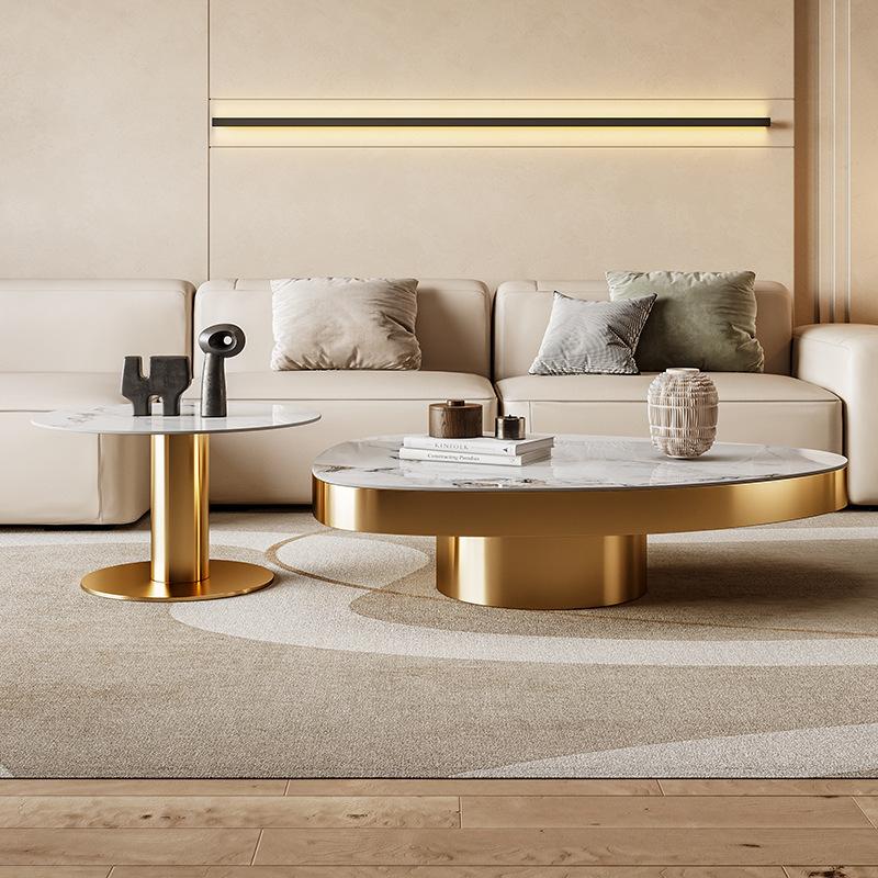 advanced stone plate coffee table modern light luxury villa living room home size combination stainless steel creative design sense tea table