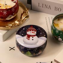 amazon cross-border christmas dried flower fragrance candle essential oil fragrance dried flower candle tinplate jar aromatherapy candle