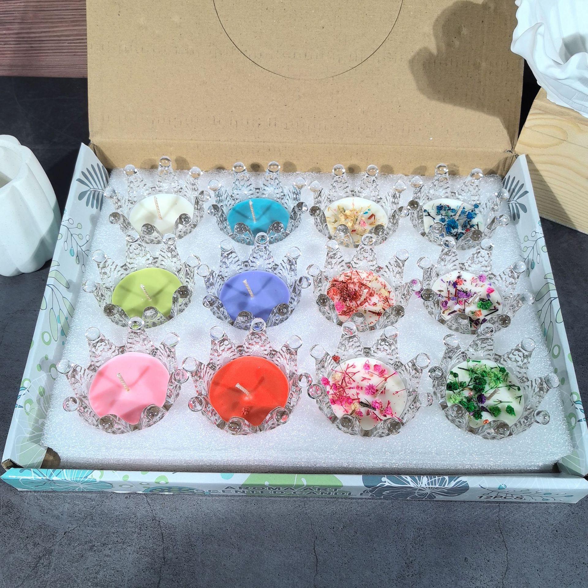 customized cross-border crown glass dry flower fragrance candle suit wholesale fragrance candle display box export foreign trade