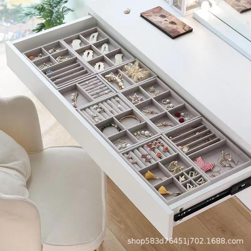 flannel jewelry jewelry storage box necklace bracelet ring stud earrings desktop organizer tray manufacturer