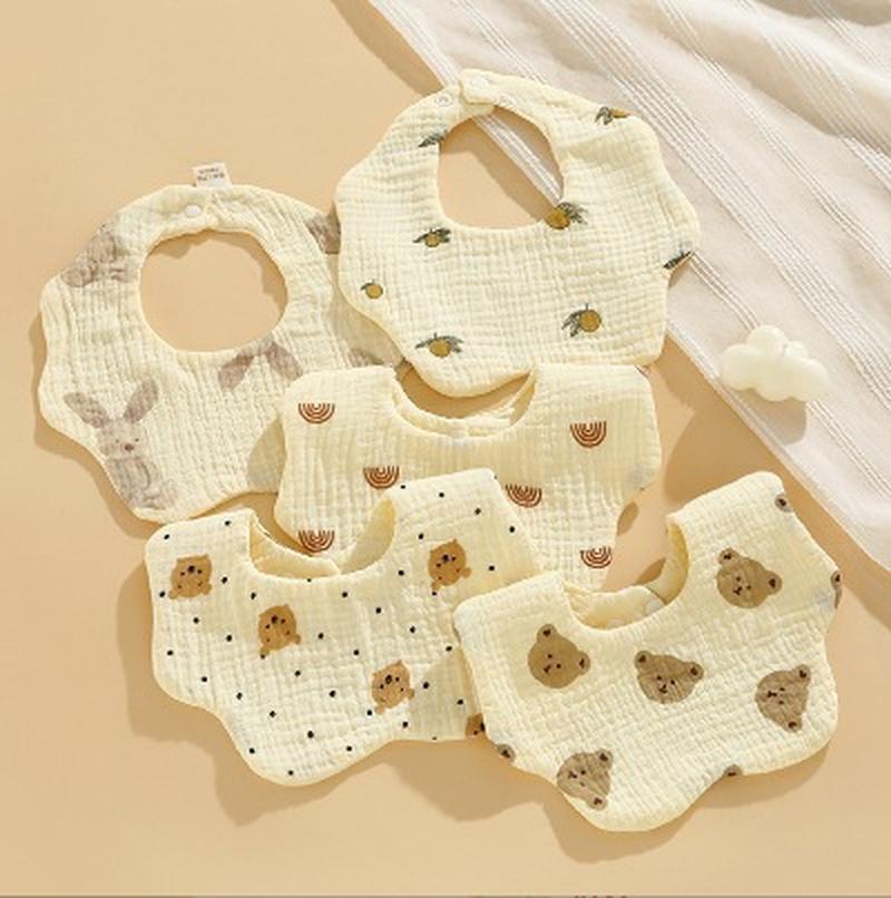 new six-layer champray petal bib baby saliva towel ins summer newborn milk spilt prevent gauze bib wholesale