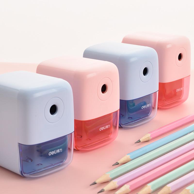 deli pencil sharpener children student pencil shapper hand-cranked kindergarten pencil sharpener multi-function automatic input pencil sharpener