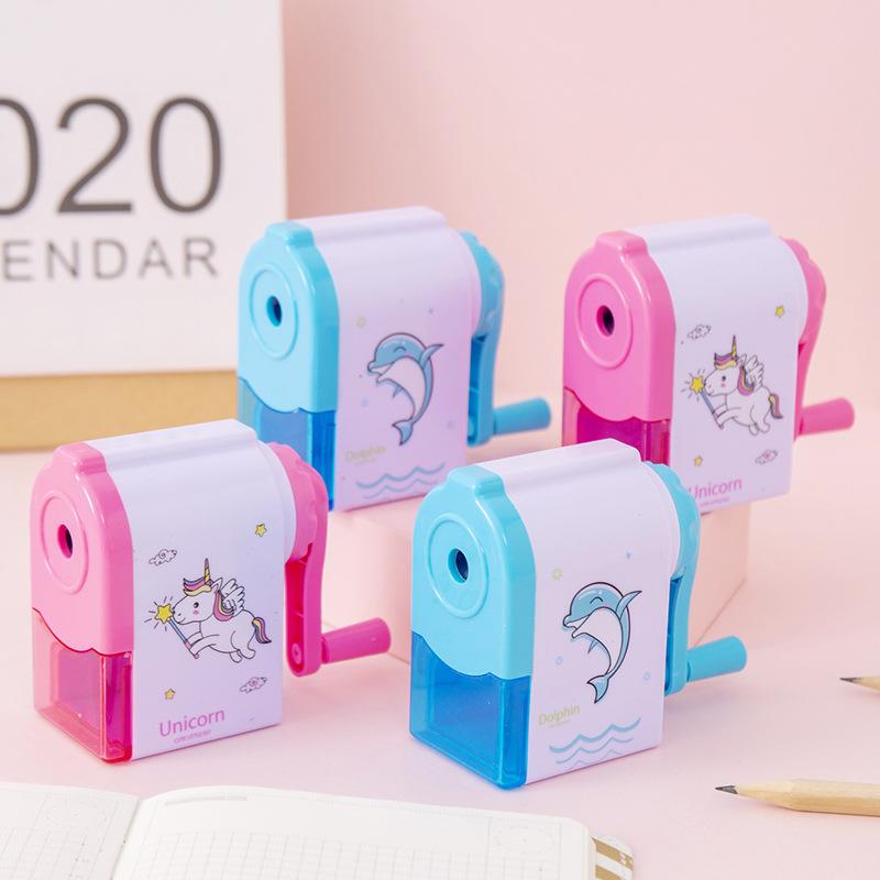 Cartoon Automatic Pen Entry Pencil Shapper Hand-Cranking Pencil Sharpener Pen Spinning Pencil Sharpener Student Wholesale Prizes Logo T