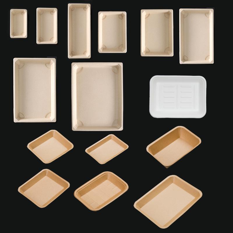 degradable barbecue plate rectangular disposable kraft paper paper food tray plate paper tray fries box fried chicken paper plate
