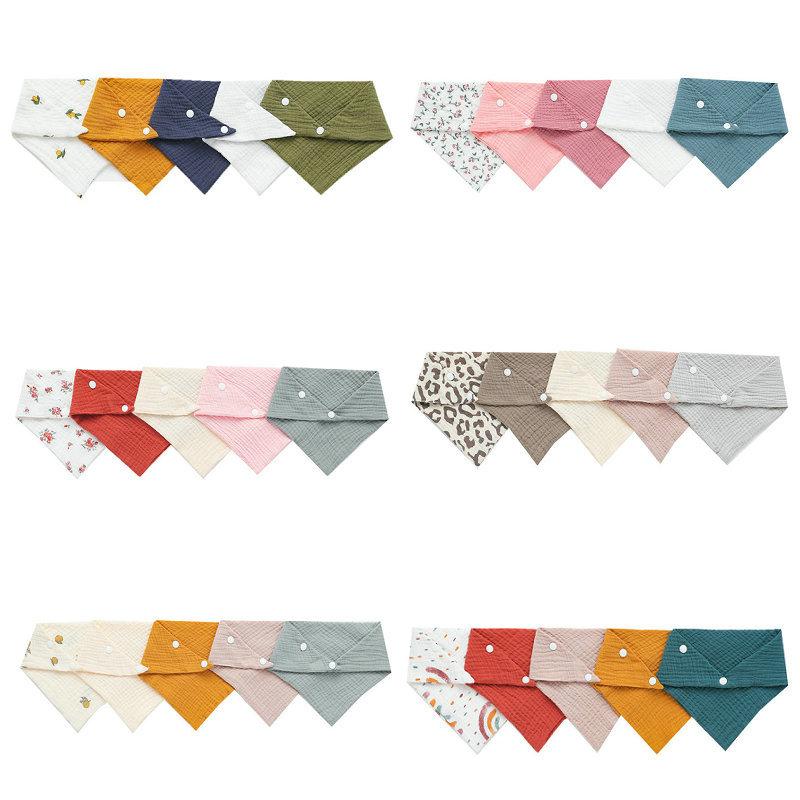 crepe saliva towel double-layer gauze triangular binder baby bibs set