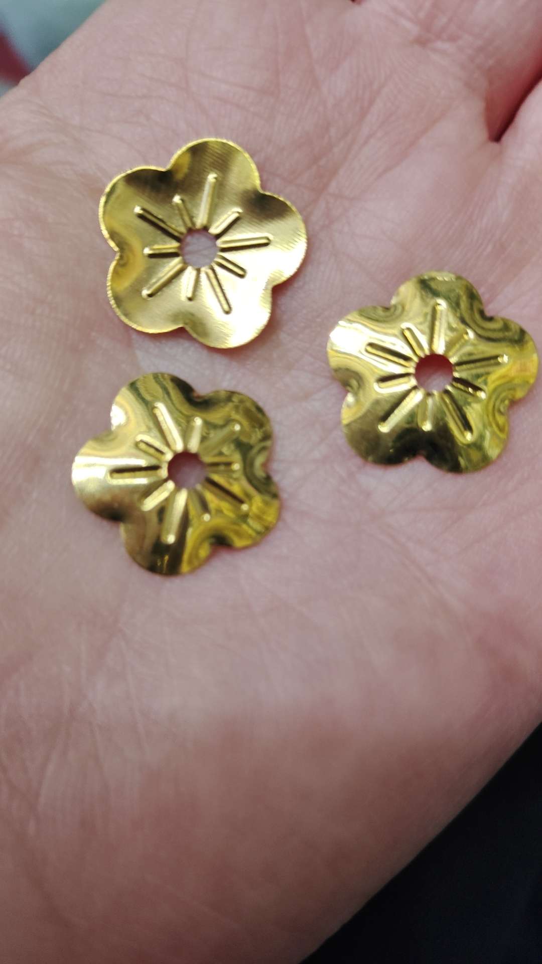 金色铁片大花朵耳环饰品配件